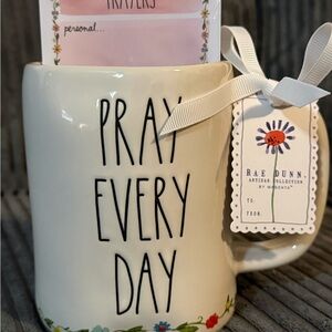 Rae Dunn White Mug with Floral Accents & Prayer Journal